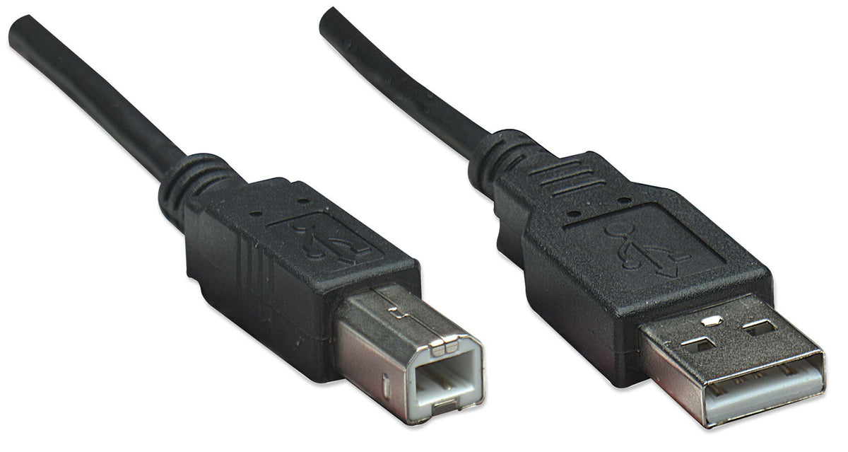 Manhattan USB-A to USB-B Cable, 0.5m, USB 2.0, 480 Mbps, Hi-Speed USB, Black, Lifetime Warranty, Equivalent to USB2HAB50CM