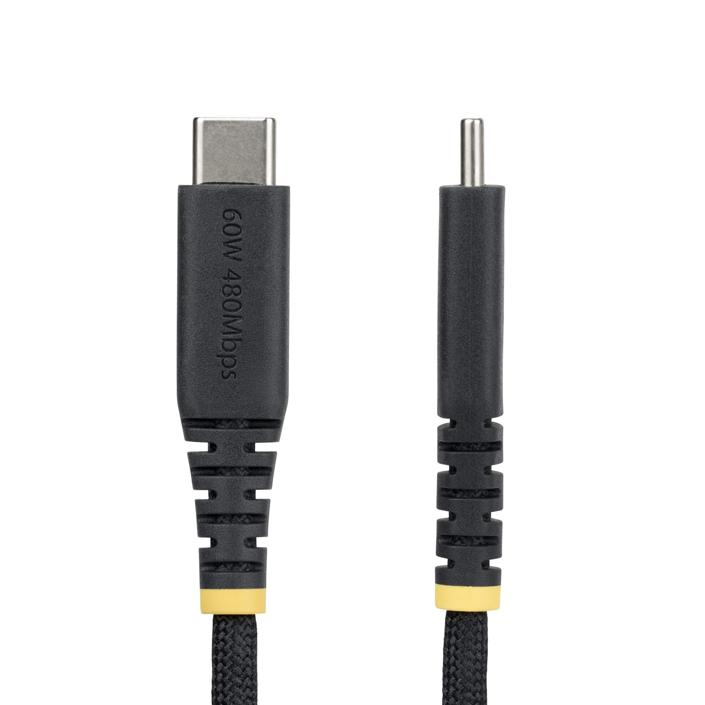 StarTech.com 30cm (1ft) USB-C Charging Cable, 60W (3A) PD, Dual-Layer Braided Nylon/TPE Jacket, Rugged USB C Charging Cord, USB 2.0 Laptop Charger Cable