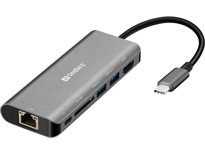 SANDBERG USB Type C Docking Station for Computer - 61 W - 2 x USB Ports - 2 x USB 3.0