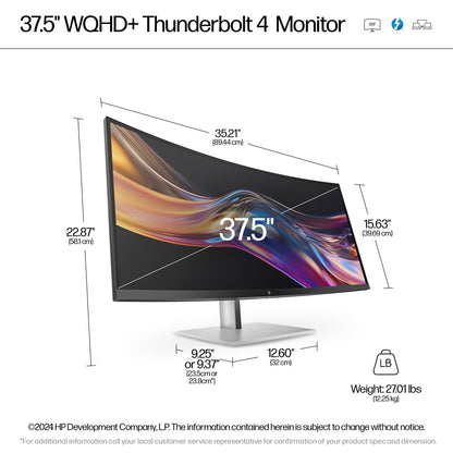 HP Series 7 Pro 37.5 inch WQHD+ Thunderbolt 4 Monitor - 738pu