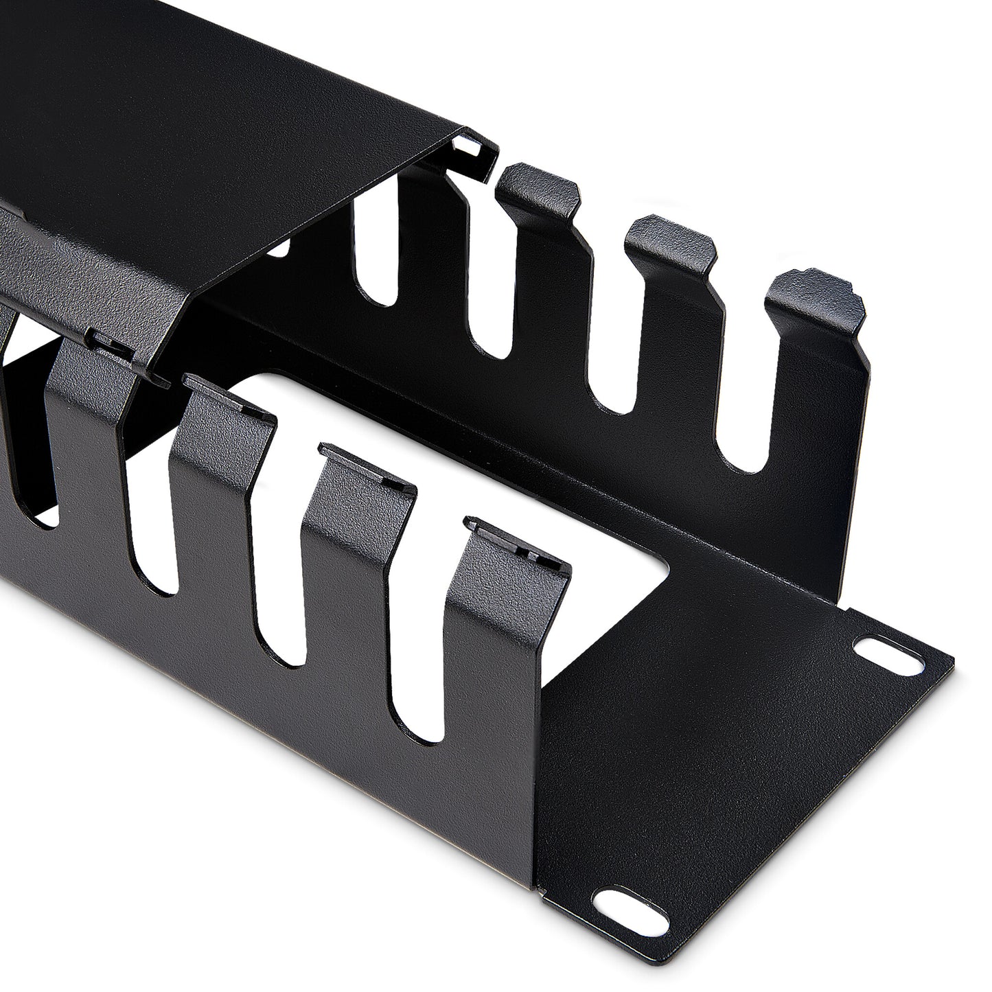 StarTech.com Horizontal 2U Server Rack Cable Management Finger Duct w/ Cover - 19" Network Rack Wire Duct Raceway Panel - Slotted Wire Duct