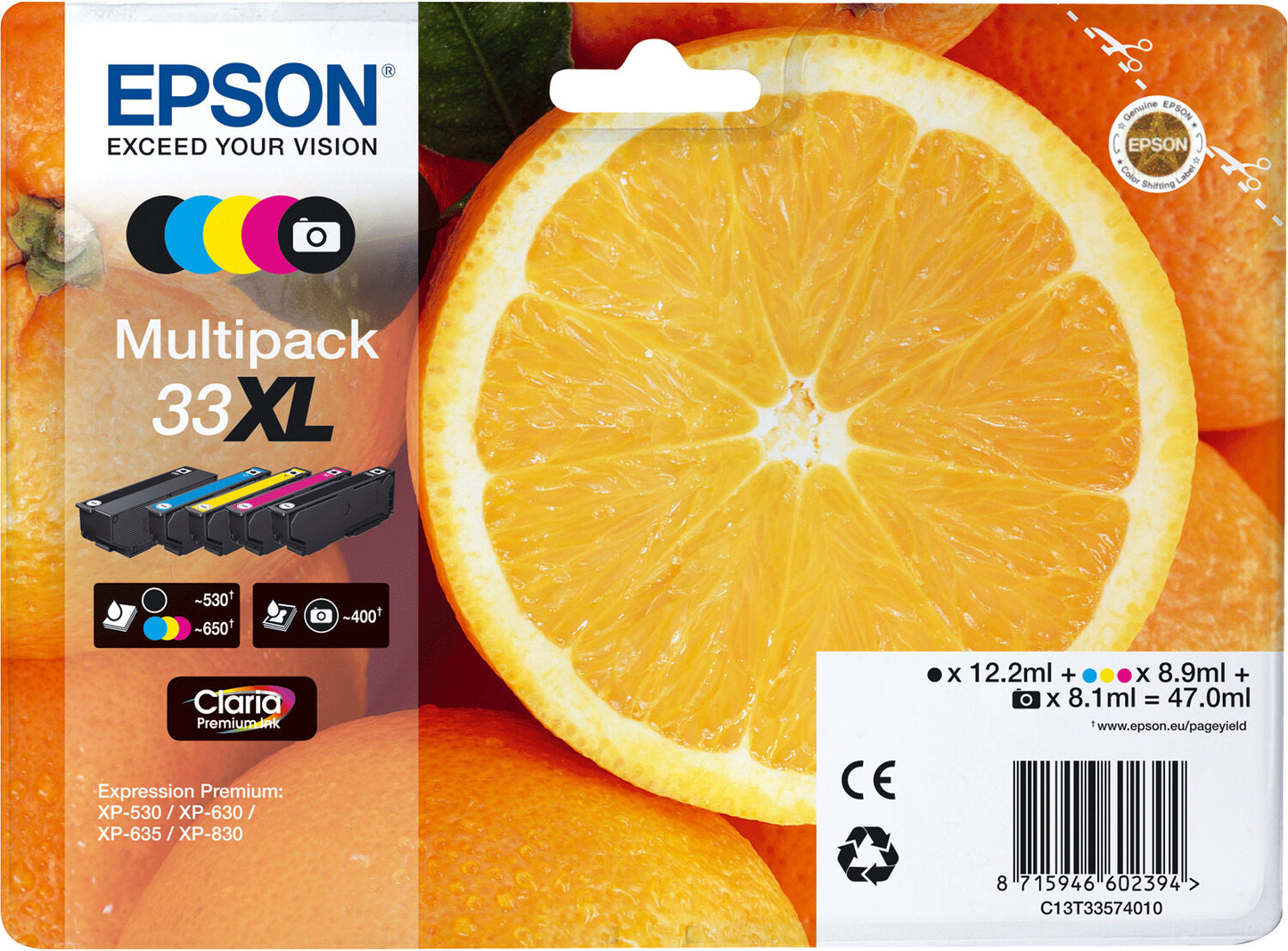 Epson Oranges 33XL Claria Premium Multipack 5-colours Ink