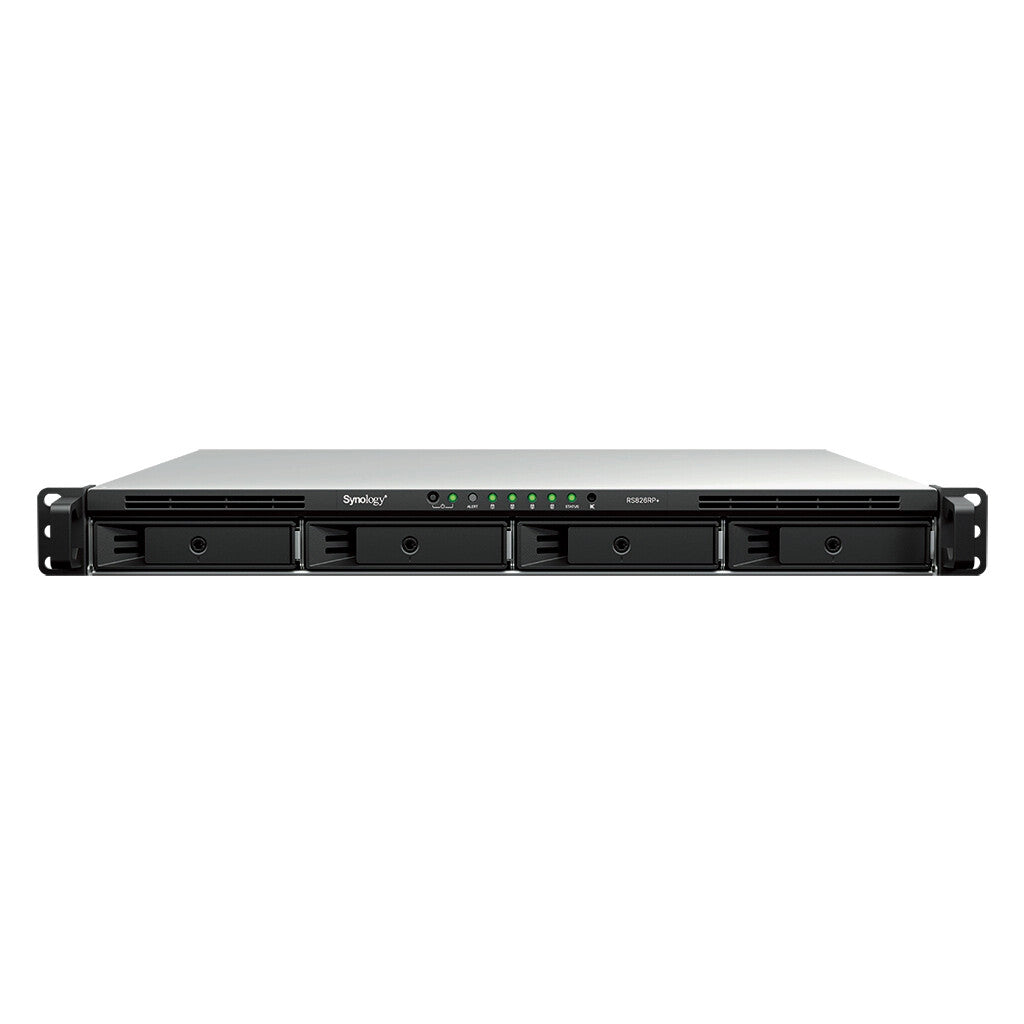 Synology RackStation RS826RP+ NAS/storage server Rack (1U) AMD Ryzen V1500B 4 GB DDR4 0 TB DiskStation Manager Black, Grey