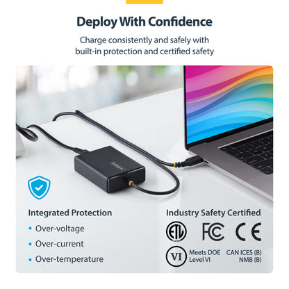 StarTech.com 100W USB-C Laptop Charger with 1.5m Tethered USB-C Cable, Power Adapter Brick for Dell, XPS, HP ProBook, MacBook Pro, Microsoft Surface Pro