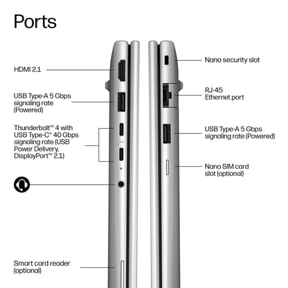 HP EliteBook 6 G2i 14 AI PC Intel Core 7 350 Laptop 35.6 cm (14") WUXGA 32 GB LPDDR5x-SDRAM 512 GB SSD Wi-Fi 7 (802.11be) Windows 11 Pro Silver
