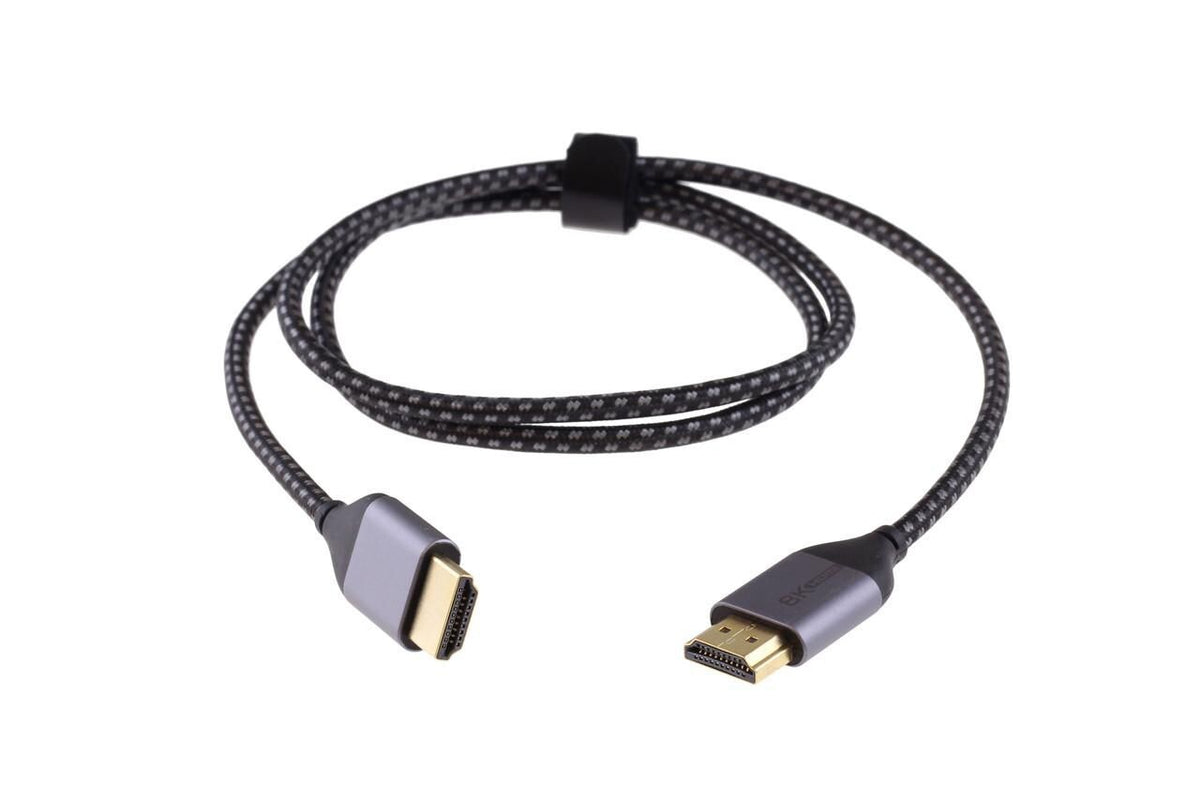 Mercodan HDMI 2.1 kabel, 1,0m, 8K@60Hz, 48Gbps, 4:4:4, grå, nylon HDMI cable 1 m HDMI Type A (Standard) Grey