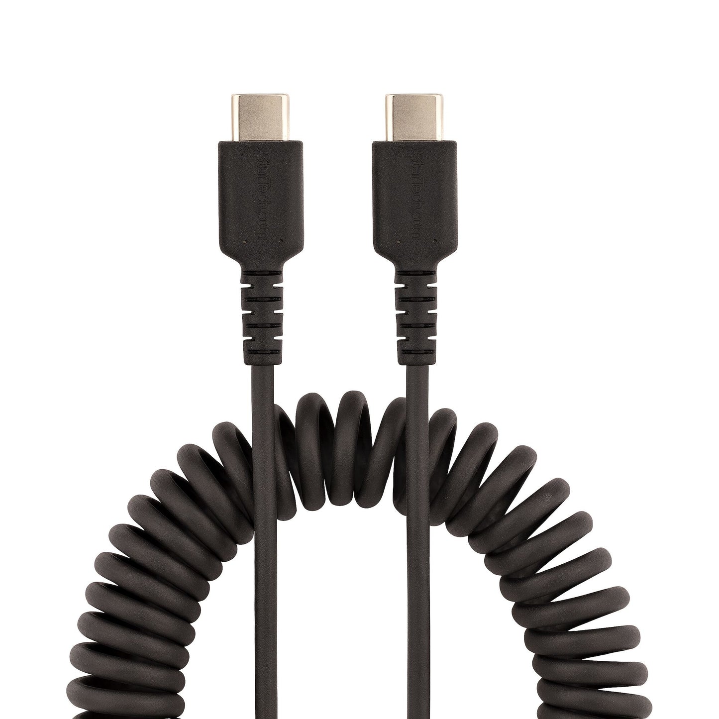 StarTech.com 1.6ft (50cm) USB-C Fast Charging Cable, Rugged, Coiled, Charge & Sync, 3A, USB 2.0, TPE Jacket and Aramid Fiber - USB C Charging Cord