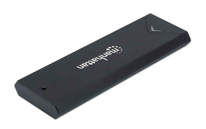 Manhattan M.2 NVMe SSD Enclosure, USB-C Female Connection, 10 Gbps (USB 3.2 Gen2 aka USB 3.1), UASP-compliant, SuperSpeed+ USB, Aluminum, Black, Three Year Warranty, Box