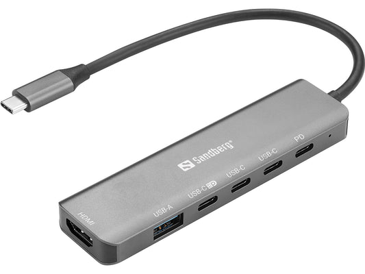 Sandberg USB-C 6-in-1 MediaDock docking station, grey