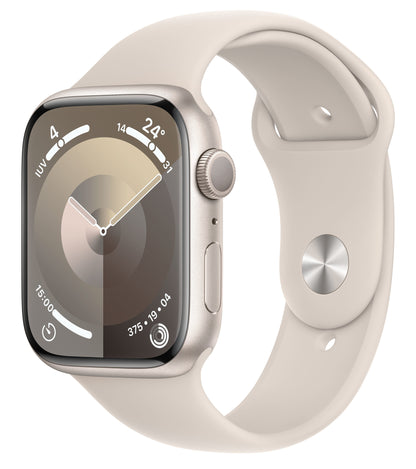 Apple Watch Series 9 GPS 45mm Starlight Aluminium Case w/ Starlight Sport Band - M/L