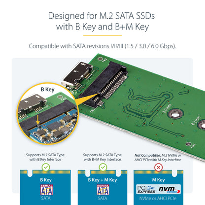 StarTech.com M.2 SSD Enclosure for M.2 SATA SSDs - USB 3.0 (5Gbps) with UASP