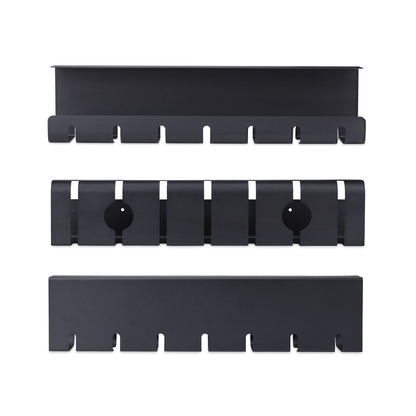 StarTech.com 2-Pack Under Desk Cable Management Tray, 42" Long (21" Per Tray), Metal Slotted Style Cable Organizer, Screw-On Install, Power Bar Holder, Black, TAA