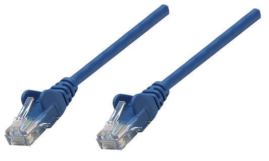 Intellinet Network Patch Cable, Cat5e, 0.25m, Blue, CCA, U/UTP, PVC, RJ45, Gold Plated Contacts, Snagless, Booted, Lifetime Warranty, Polybag