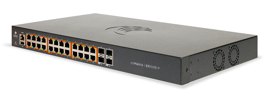 Cambium Networks EX1028-P network switch, Managed, 24-port, Power over Ethernet (PoE), grey