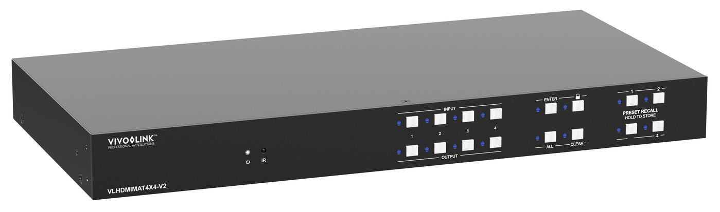 Vivolink HDMI 2.0 4x4, Matrix Fast switcher w/GUI and RS232 control