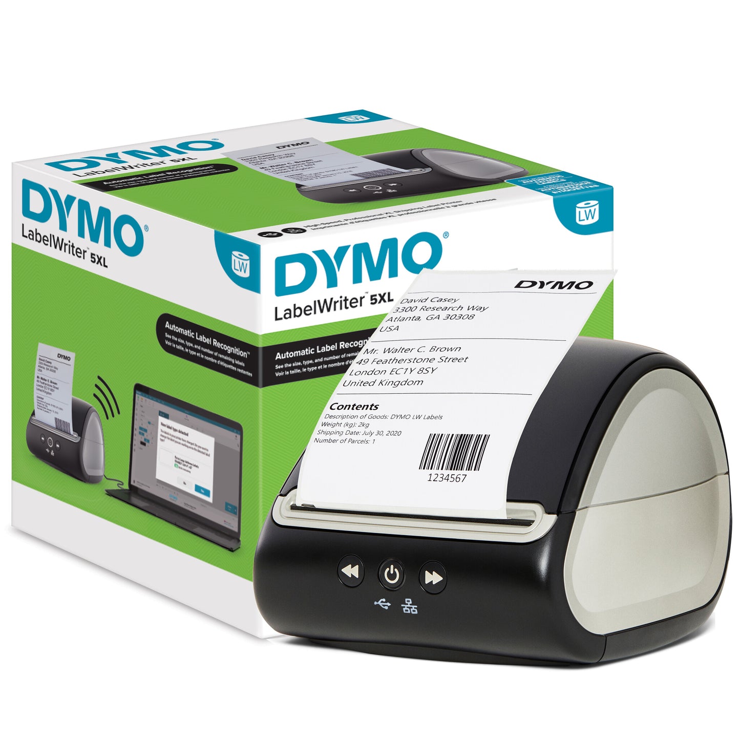 DYMO LabelWriter 5XL Label Printer | Automatic Label Recognition Label Maker | Prints Extra-Wide Shipping Labels from AmazonDHL & More | Perfect for eCommerce Sellers | EU 2 Pin Plug
