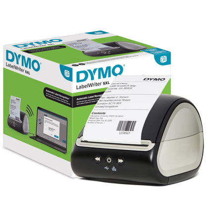 DYMO LabelWriter 5XL Label Printer | Automatic Label Recognition Label Maker | Prints Extra-Wide Shipping Labels from AmazonDHL & More | Perfect for eCommerce Sellers | EU 2 Pin Plug
