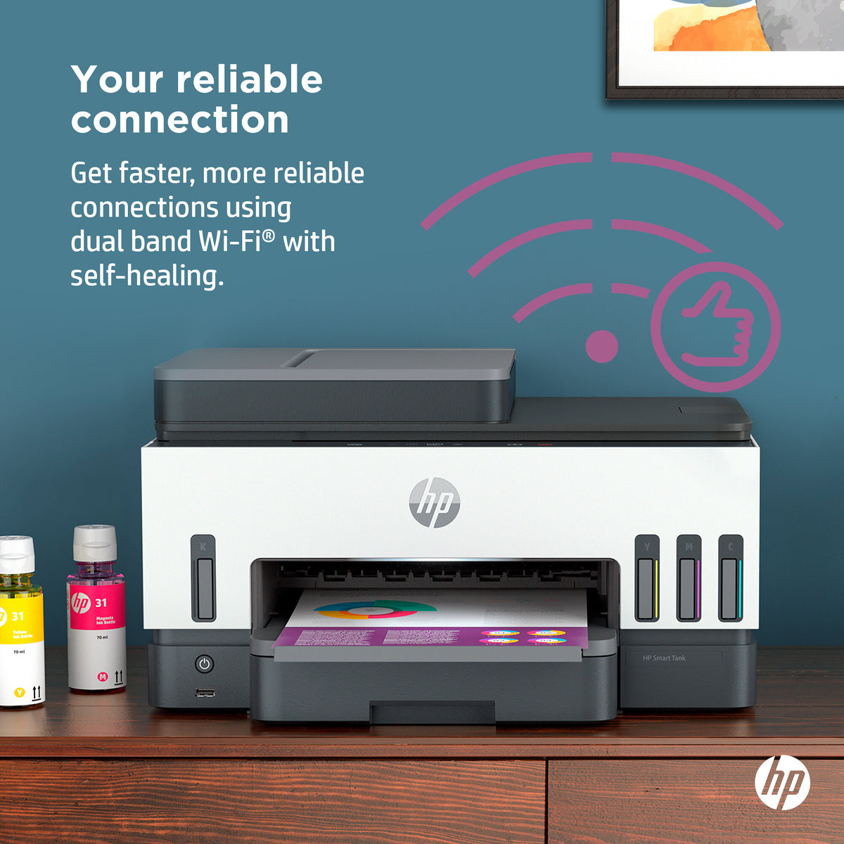 HP Smart Tank 7605 Wireless All-in-One Color Printer, Two-sided printing; Copier, Scanner