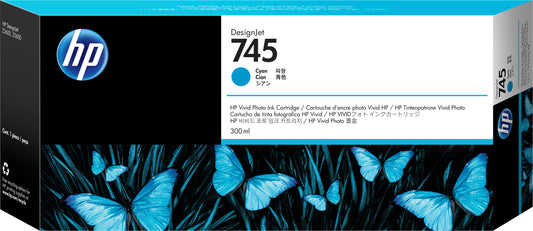 HP 745 300-ml DesignJet Cyan Ink Cartridge