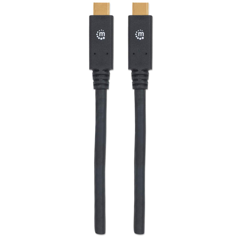 Manhattan USB-C to USB-C Cable, 2m, Male to Male, Black, 5 Gbps (USB 3.2 Gen1 aka USB 3.0), 3A (fast charging), Equivalent to USB315CC2M, SuperSpeed USB, Lifetime Warranty, Polybag