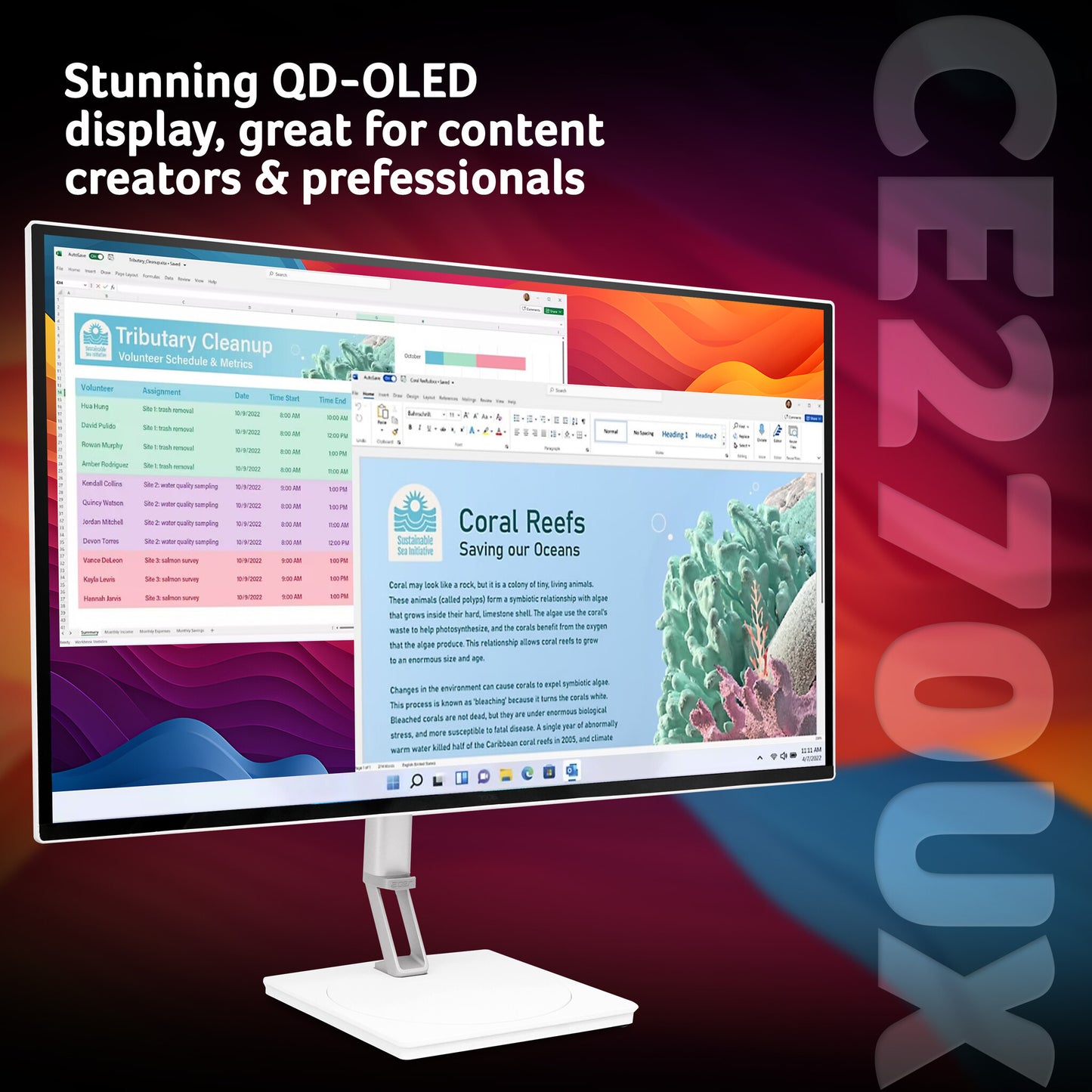 Acer CE270UX QD-OLED monitor - 26.5" Quad HD (2560x1440), QD-OLED, 240Hz, 0.03ms, FreeSync Premium, HDR10, white