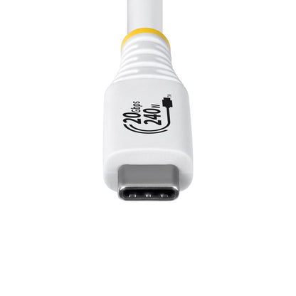 StarTech.com 2m (6ft) USB4 Cable, 20Gbps, USB-IF Certified USB-C Cable, 240W PD EPR, 4K 120Hz DP 2.1, TPE Jacket, White USB-C Cord