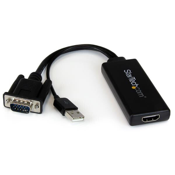 StarTech.com VGA to HDMI Adapter with USB Audio & Power – Portable VGA to HDMI Converter – 1080p