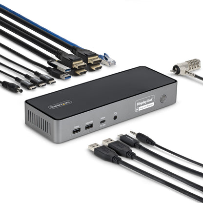 StarTech.com Triple-Monitor USB-C Docking Station, 140W Laptop Charging Dock for MacBook Pro and Windows, 4K 60Hz HDMI or DisplayPort, TAA