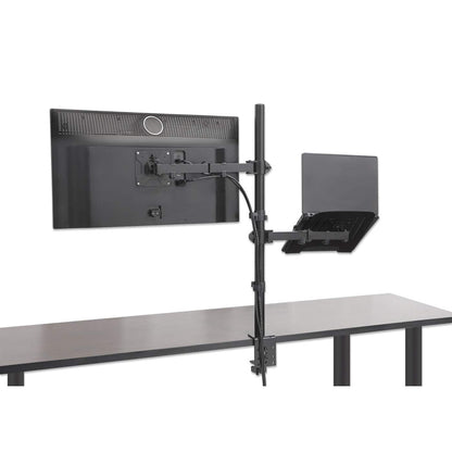 Manhattan Desk Mount for Monitors & Laptop Combo (Full Motion), For screens: 10-27", Laptop up to 17", Clamp Assembly, VESA compatibility: 75x75 and 100x100mm - check the dimensions of the four mounting holes on back of screen to ensure it fits, Max 8kg,