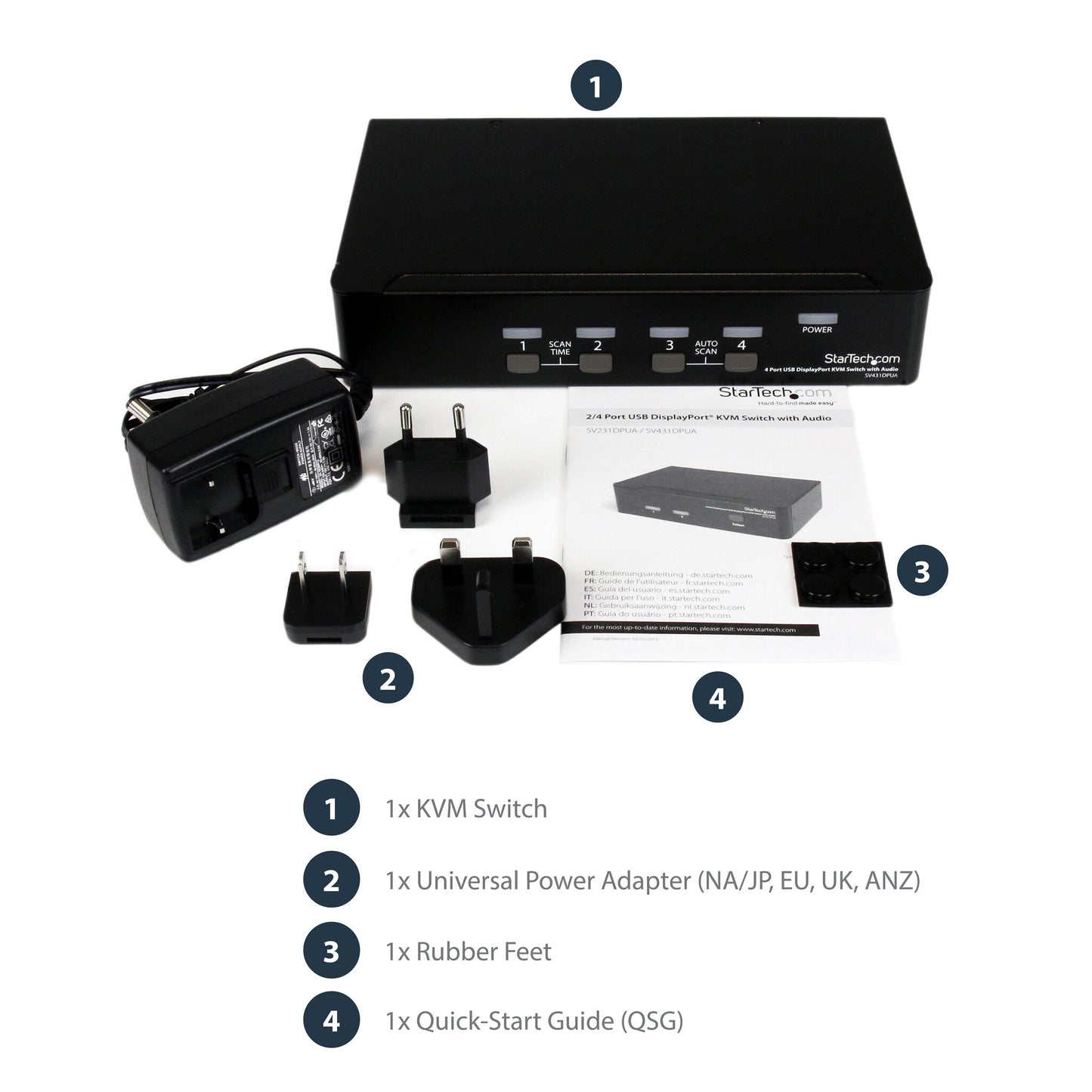 StarTech.com 4 Port USB DisplayPort KVM Switch with Audio