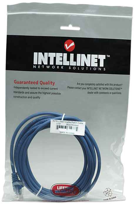 Intellinet Network Patch Cable, Cat5e, 5m, Blue, CCA, U/UTP, PVC, RJ45, Gold Plated Contacts, Snagless, Booted, Lifetime Warranty