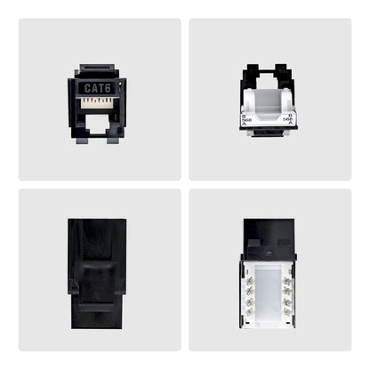 StarTech.com Cat6 Keystone Jack, 24-Pack RJ45 Ethernet Keystone Jacks, UTP Cat6 Wall Jack, 90-Degree 110 Punch Down, Black