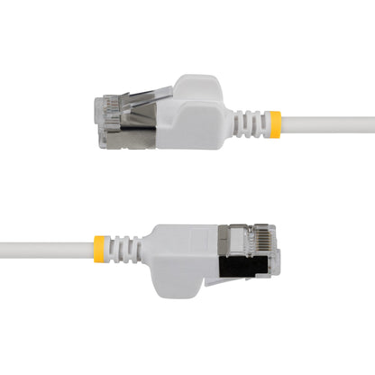 StarTech.com 2m White Ultra Slim Cat6A Ethernet Cable, Snagless, FTP, Pure Bare Copper Wire, 34AWG Slim RJ45 Network Patch Cord, Individually Tested