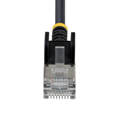 StarTech.com 80cm Black Ultra Slim Cat6A Ethernet Cable, Snagless, FTP, Pure Bare Copper Wire, 34AWG Slim RJ45 Network Patch Cord, Individually Tested