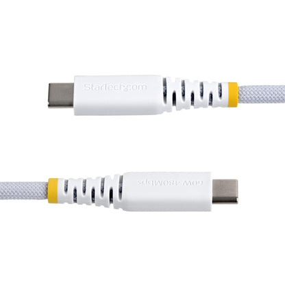 StarTech.com 30cm (1ft) White USB-C Charging Cable, 60W (3A) PD, Dual-Layer Braided Nylon/TPE Jacket, Rugged USB C Charging Cord, USB 2.0 Laptop Charger Cable