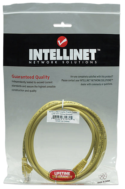 Intellinet Network Patch Cable, Cat5e, 2m, Yellow, CCA, U/UTP, PVC, RJ45, Gold Plated Contacts, Snagless, Booted, Lifetime Warranty