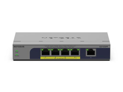 NETGEAR GS105PP Unmanaged Gigabit Ethernet (10/100/1000) Power over Ethernet (PoE) Desktop/Wall-Mounting Grey