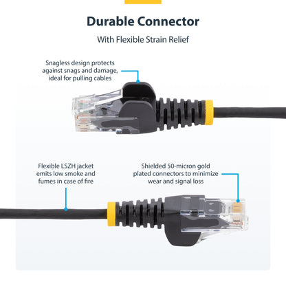 StarTech.com 50cm Pink Slim CAT6 Ethernet Cable, Snagless, 100W PoE, UTP, LSZH, 28AWG Pure Bare Copper Wire, Slim RJ45 Network Patch Cord w/Strain Reliefs, Individually Tested