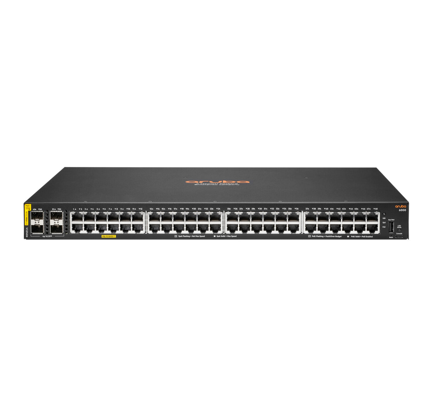 HPE Aruba Networking Aruba 6000 48G Class4 PoE 4SFP 370W Managed L3 Gigabit Ethernet (10/100/1000) Power over Ethernet (PoE) 1U