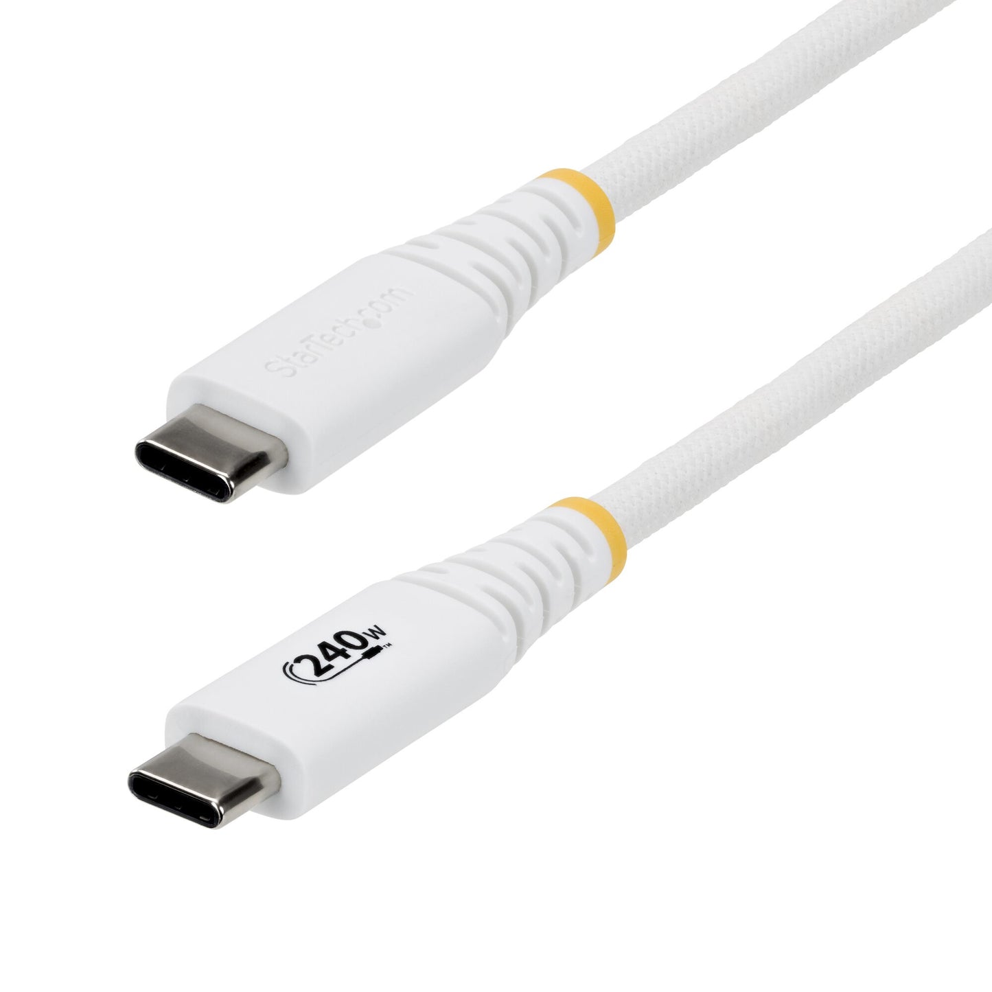 StarTech.com 1m (3ft) USB-C Charging Cable, Durable and Ultra-Flexible, 240W (5A) PD EPR, USB 2.0 Laptop Charger Cable, USB-IF Certified, Rugged USB-C Charging Cord - White