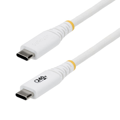 StarTech.com 1m (3ft) USB-C Charging Cable, Durable and Ultra-Flexible, 240W (5A) PD EPR, USB 2.0 Laptop Charger Cable, USB-IF Certified, Rugged USB-C Charging Cord - White