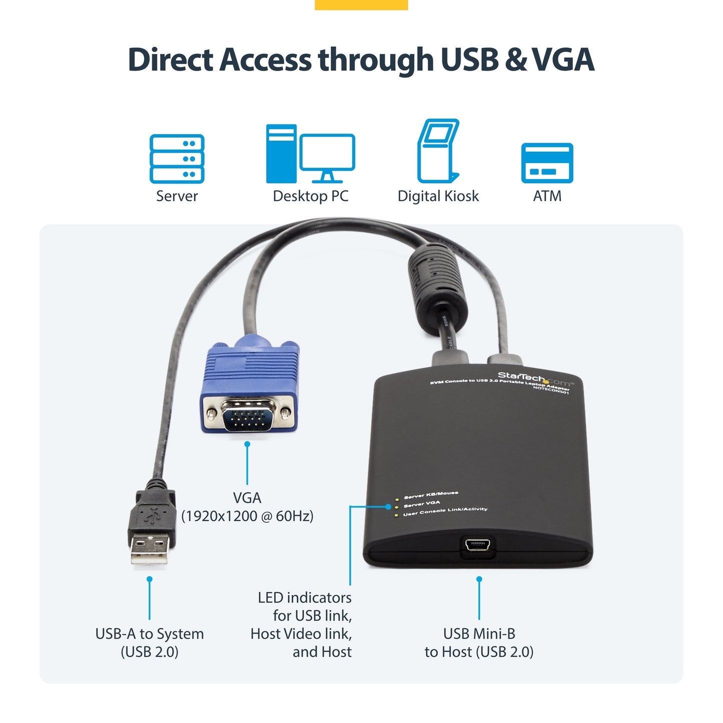 StarTech.com KVM Console to USB 2.0 Portable Laptop Crash Cart Adapter