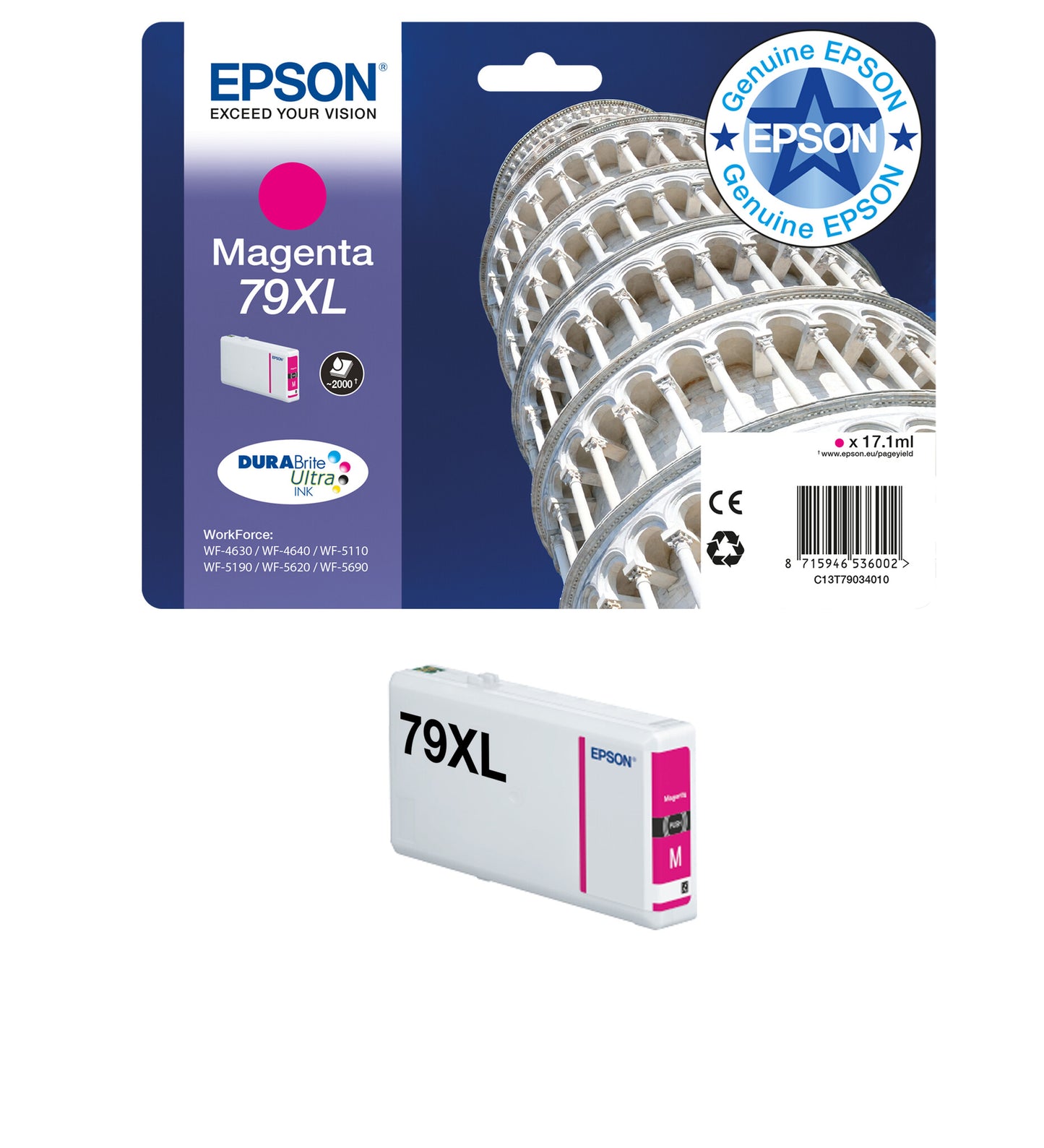 Epson Tower of Pisa Singlepack Yellow 79 DURABrite Ultra Ink