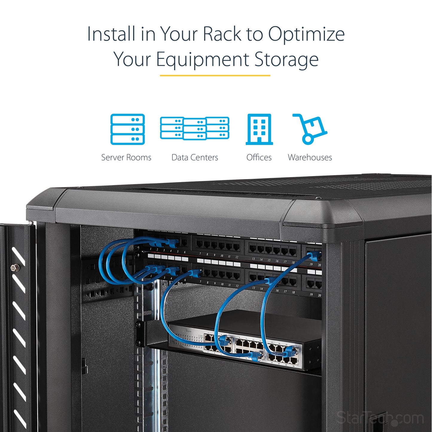 StarTech.com 1U Fixed Server Rack Mount Shelf - 10in Deep Steel Universal Cantilever Tray for 19" AV/ Network Equipment Rack - Heavy Duty Steel - Weight Capacity 44lbs/20kg, Black