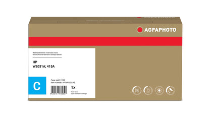 AgfaPhoto Compatible Toner Cartridge, Cyan, Replacement for HP W2031A, 415A, 2100 Pages