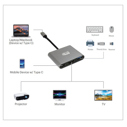Adesso AUH-4010 laptop dock/port replicator USB 3.2 Gen 1 (3.1 Gen 1) Type-C Grey