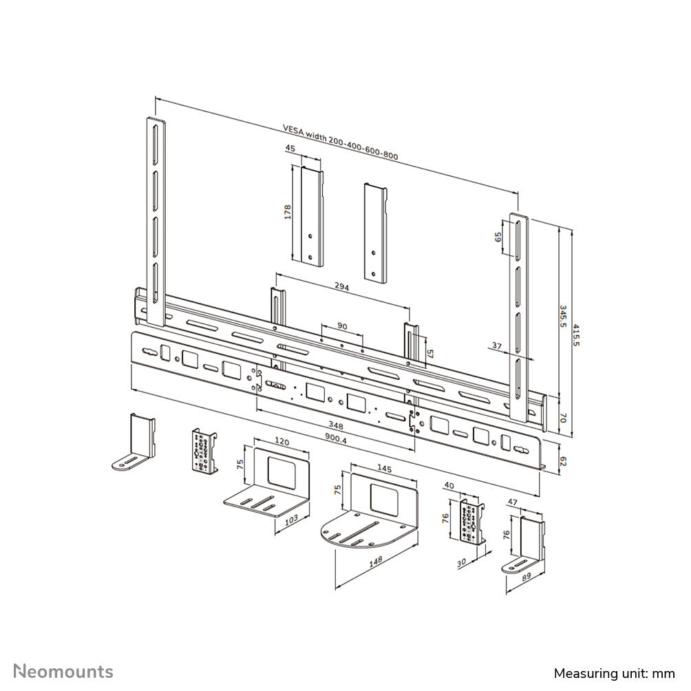 Neomounts AV30-500BL Videobar kit 43-110" - VESA - max 10 kg - universal