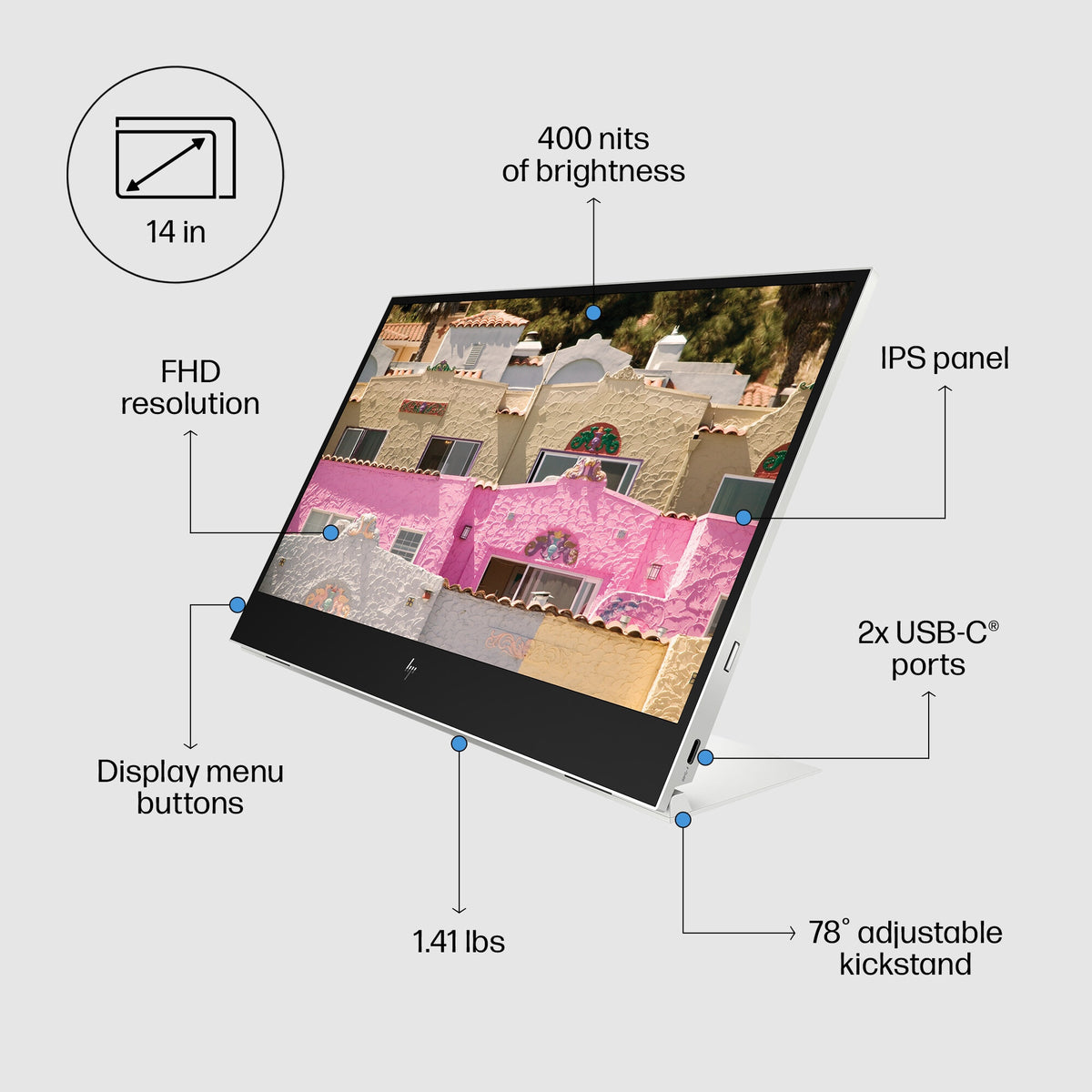 HP E-Series E14 G4 Portable Monitor