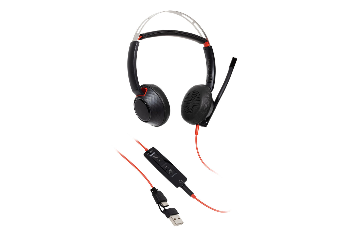 HP Poly Blackwire 5220 Stereo USB-C Headset +3.5mm Plug +USB-C/A Adapter (Bulk)