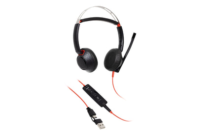 HP Poly Blackwire 5220 Stereo USB-C Headset +3.5mm Plug +USB-C/A Adapter (Bulk)
